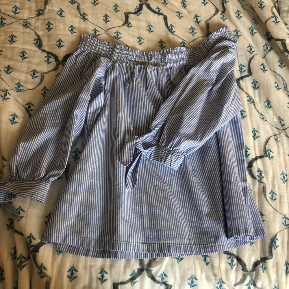 Striped Off-the-Shoulder Shirt NWOT